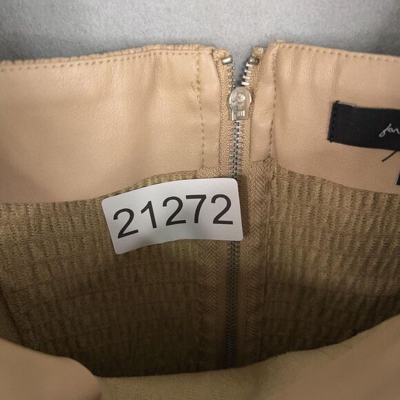 7 For All Mankind Dress Womens XS Tan Faux Leather Square Neck Puff Sleeve Mini - Picture 14 of 14